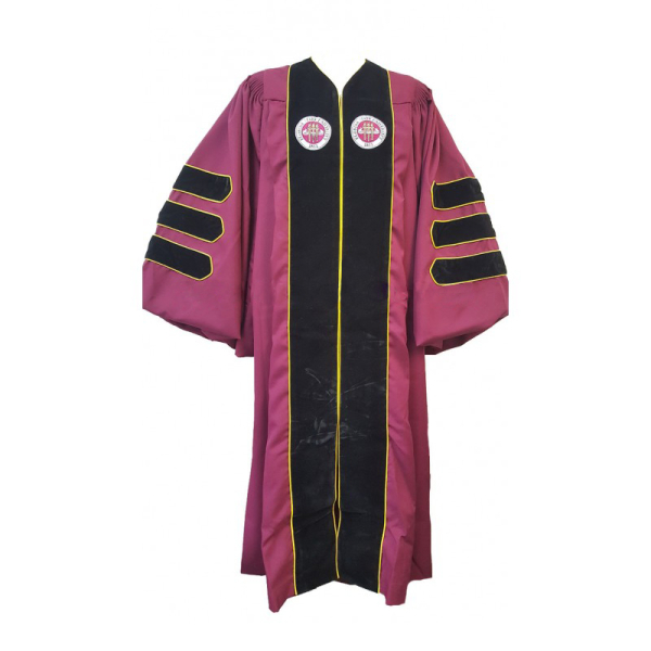 Custom Doctoral Gown, Velvet Tam, Metallic Tassel and Hood