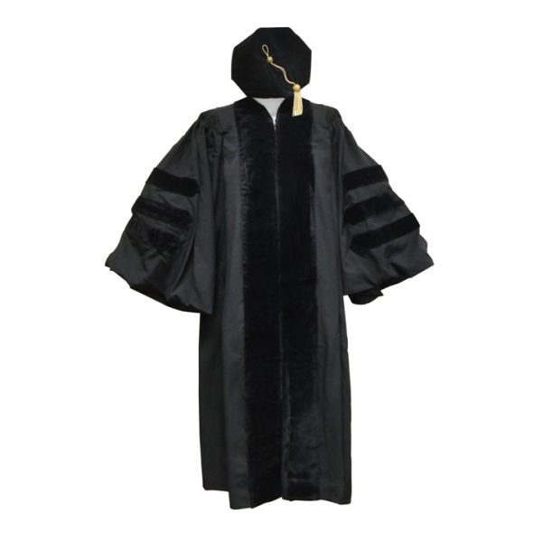 Doctoral Gown, Velvet Tam and Metallic Tassel