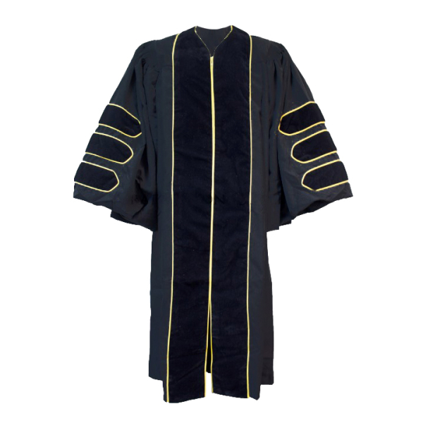 Doctoral Gown, Regular Cap, Tassel and Hood